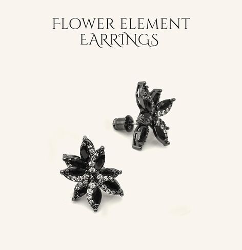 أقراط Vetieeimo مكعبة الزركونيوم من الفضة الإسترلينية على شكل زهرة سوداء للنساء لحفلات الزفاف الرسمية in Kuwait