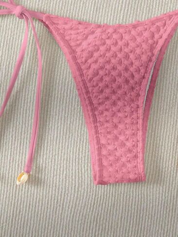 Verdusa Women's 2 Piece Triangle Bathing Suit Halter Tops Tie Side Thong Bikini Swimsuits in Saudi Arabia