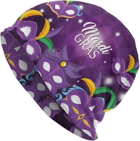 Zgvdvz Mardi Gras Knit Hat Adult Unisex Beanie Hat Light and Breathable Slouchy Hat Gift One Size Black in Saudi Arabia