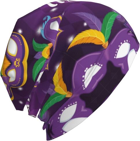 Zgvdvz Mardi Gras Knit Hat Adult Unisex Beanie Hat Light and Breathable Slouchy Hat Gift One Size Black in Saudi Arabia