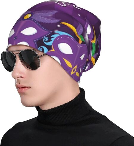 Zgvdvz Mardi Gras Knit Hat Adult Unisex Beanie Hat Light and Breathable Slouchy Hat Gift One Size Black in Saudi Arabia