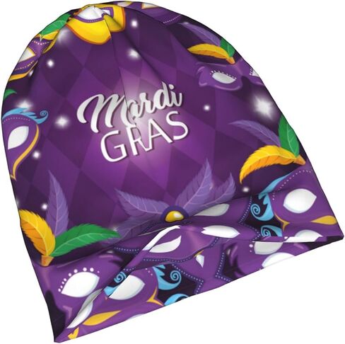 Zgvdvz Mardi Gras Knit Hat Adult Unisex Beanie Hat Light and Breathable Slouchy Hat Gift One Size Black in Saudi Arabia