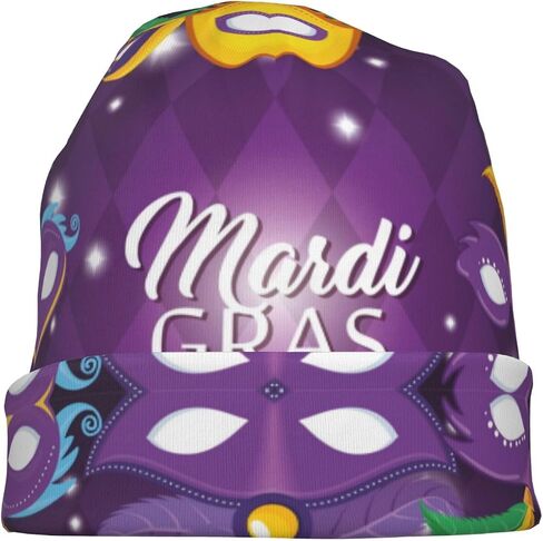 Zgvdvz Mardi Gras Knit Hat Adult Unisex Beanie Hat Light and Breathable Slouchy Hat Gift One Size Black in Saudi Arabia