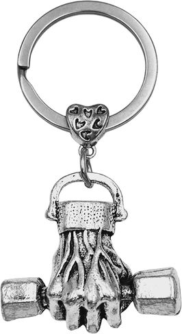 سلسلة مفاتيح دامبل لرفع الاثقال من ايفنتشاي - بطول 2.75 انش - فضي - حقيبة هدايا برباط، فضي, فضي in Kuwait