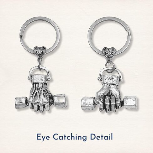 سلسلة مفاتيح دامبل لرفع الاثقال من ايفنتشاي - بطول 2.75 انش - فضي - حقيبة هدايا برباط، فضي, فضي in Kuwait