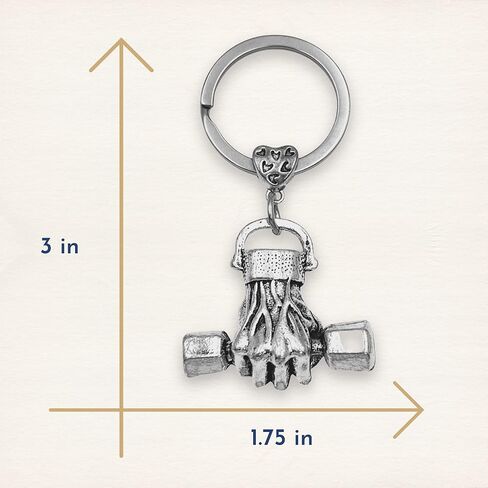 سلسلة مفاتيح دامبل لرفع الاثقال من ايفنتشاي - بطول 2.75 انش - فضي - حقيبة هدايا برباط، فضي, فضي in Kuwait