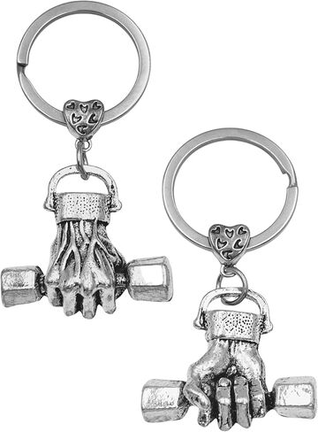 سلسلة مفاتيح دامبل لرفع الاثقال من ايفنتشاي - بطول 2.75 انش - فضي - حقيبة هدايا برباط، فضي, فضي in Kuwait