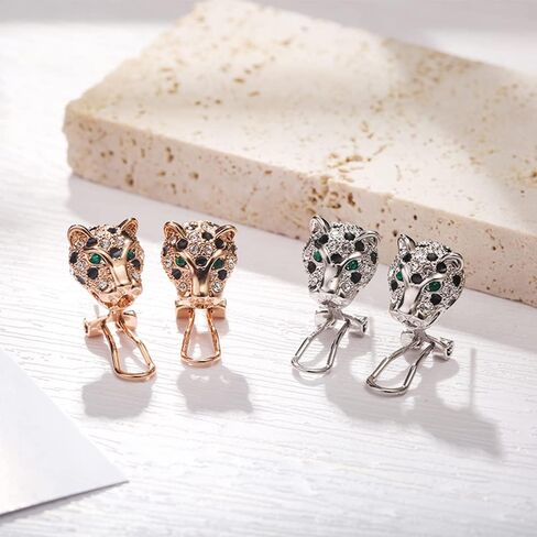 اقراط اذن مرصعة باحجار زركونيا مكعبة مطلية بالذهب بتصميم جلد الفهد وجاكوار مرصع بفهد مرصع باحجار الزركونيا المكعبة للنساء in Kuwait