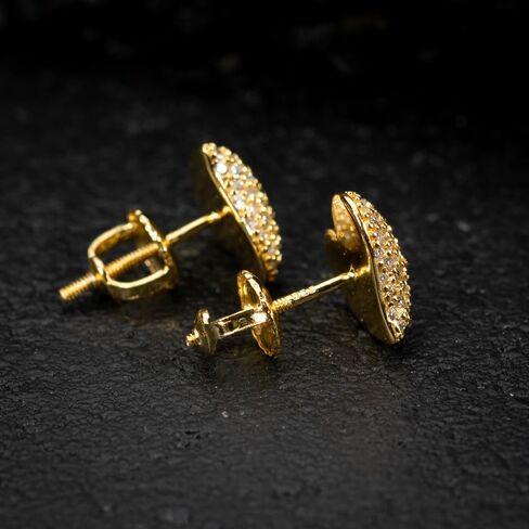 Women's 3D Honey Comb Set Cute 14K Yellow Gold Plated 925 Sterling Silver Iced Cz Screw Back Heart Stud Earrings, Medium, Sterling Silver, Cubic Zirconia in Saudi Arabia