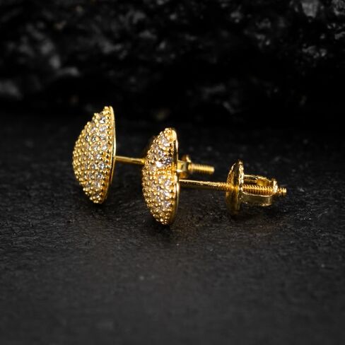 Women's 3D Honey Comb Set Cute 14K Yellow Gold Plated 925 Sterling Silver Iced Cz Screw Back Heart Stud Earrings, Medium, Sterling Silver, Cubic Zirconia in Saudi Arabia