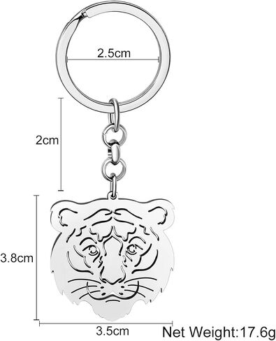 Cute Tiger Keychain Stainless Steel Keyring Wild Animals Jewelry Gifts for Women Girls Car Key Wallet in Saudi Arabia