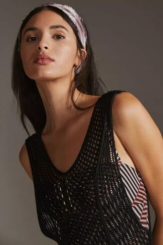 Women's Bikini Swimsuits Two Piece Crochet Fishnet Bra Top Maxi Skirt Cover Up Set Beach Outfits in Kuwait