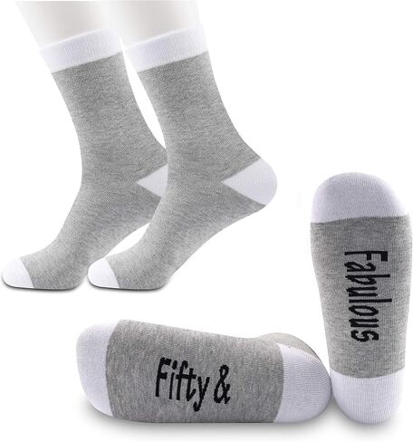 JXGZSO 50th Birthday Gift Fifty And Fabulous Socks 50th Birthday Socks 50th Gift Friend Gift BFF Birthday Gift in Saudi Arabia