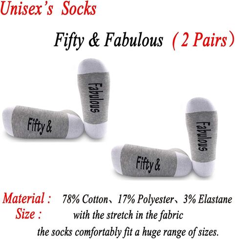 JXGZSO 50th Birthday Gift Fifty And Fabulous Socks 50th Birthday Socks 50th Gift Friend Gift BFF Birthday Gift in Saudi Arabia