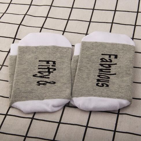 JXGZSO 50th Birthday Gift Fifty And Fabulous Socks 50th Birthday Socks 50th Gift Friend Gift BFF Birthday Gift in Saudi Arabia