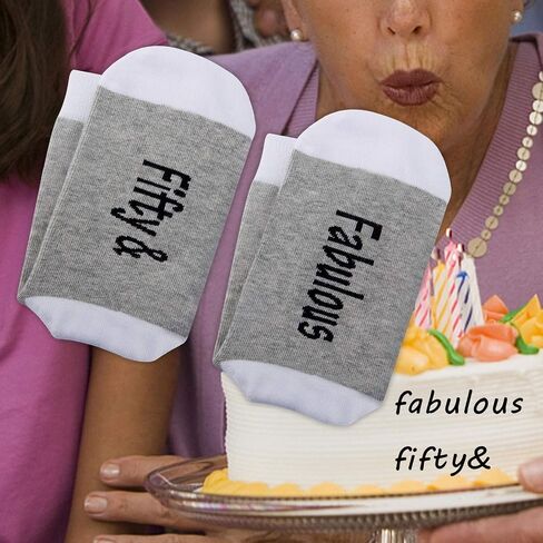 JXGZSO 50th Birthday Gift Fifty And Fabulous Socks 50th Birthday Socks 50th Gift Friend Gift BFF Birthday Gift in Saudi Arabia