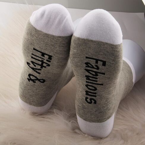 JXGZSO 50th Birthday Gift Fifty And Fabulous Socks 50th Birthday Socks 50th Gift Friend Gift BFF Birthday Gift in Saudi Arabia