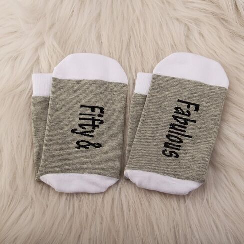 JXGZSO 50th Birthday Gift Fifty And Fabulous Socks 50th Birthday Socks 50th Gift Friend Gift BFF Birthday Gift in Saudi Arabia