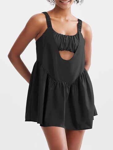Sexyasasii Women Tennis Dress with Built in Shorts and Bra Sleeveless Casual Backless Golf Dress Athletic Dress with Pockets in Saudi Arabia