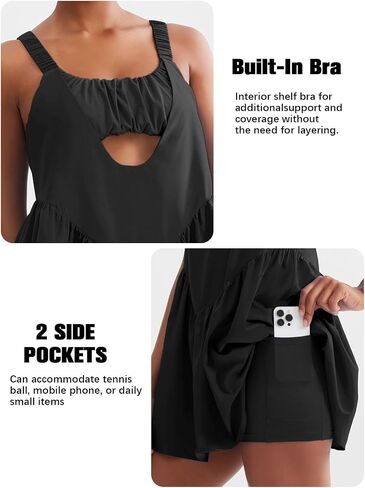Sexyasasii Women Tennis Dress with Built in Shorts and Bra Sleeveless Casual Backless Golf Dress Athletic Dress with Pockets in Saudi Arabia