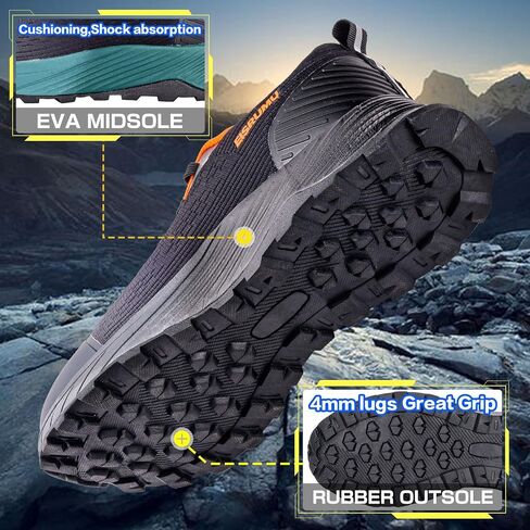 Men's Trail Running Shoes Lightweight Breathable Hiking Sneakers Outdoor Off-Road Trekking Sports Shoes in Saudi Arabia