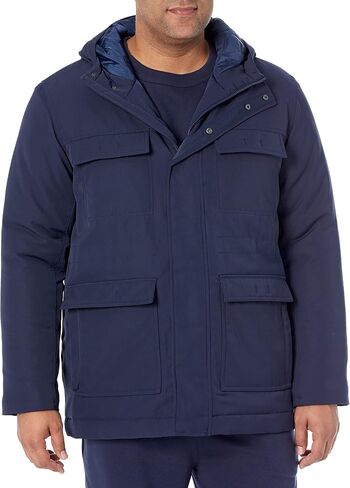 Amazon Essentials Men's Relaxed-Fit Water Repellent Recycled Polyester Hooded Parka (Previously Amazon Aware) in Saudi Arabia