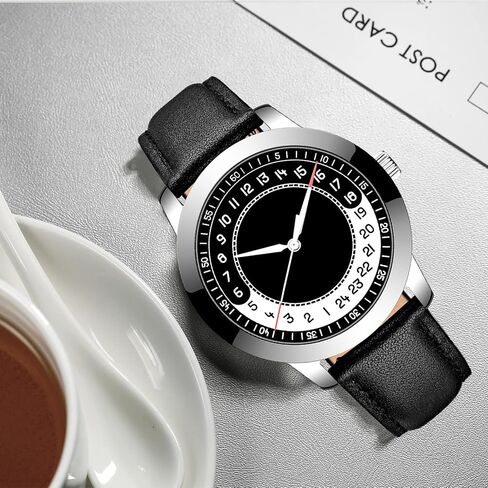 بوفان ساعة عمل 24 ساعة للرجال بحركة كوارتز سويسرية مقاومة للماء مع سوار اسود اصلي ناعم ومريح. in Kuwait