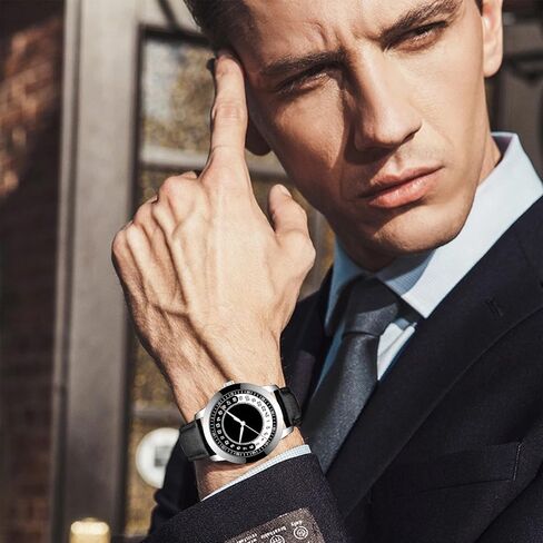 بوفان ساعة عمل 24 ساعة للرجال بحركة كوارتز سويسرية مقاومة للماء مع سوار اسود اصلي ناعم ومريح. in Kuwait