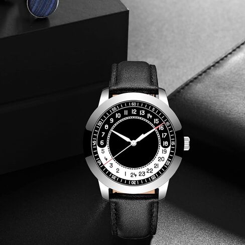 بوفان ساعة عمل 24 ساعة للرجال بحركة كوارتز سويسرية مقاومة للماء مع سوار اسود اصلي ناعم ومريح. in Kuwait