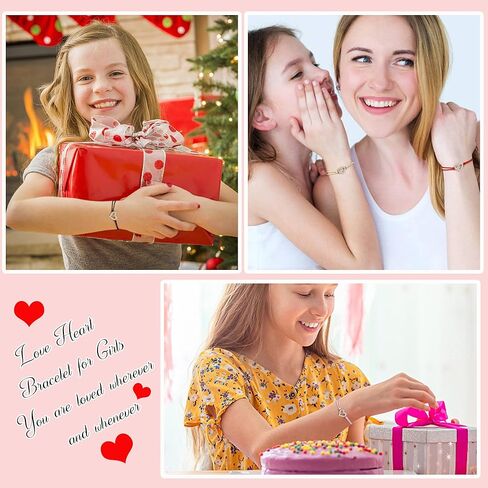 سوار J.Endéar على شكل قلب للفتيات، سوار من الفضة الإسترلينية 925 مع زركونيا رائعة، سوار مصنوع يدويًا من حبل تخريمي، هدية مجوهرات للبنات وحفيدة الأخت in Kuwait