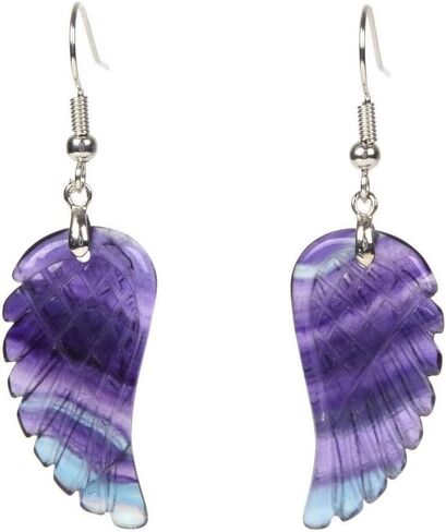 Gemstone Crystal Healing Reiki Chakra Handmade Angel Wing Dangle Earrings in Saudi Arabia