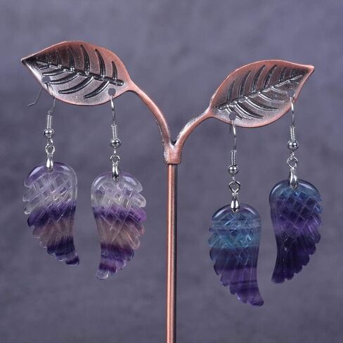 Gemstone Crystal Healing Reiki Chakra Handmade Angel Wing Dangle Earrings in Saudi Arabia