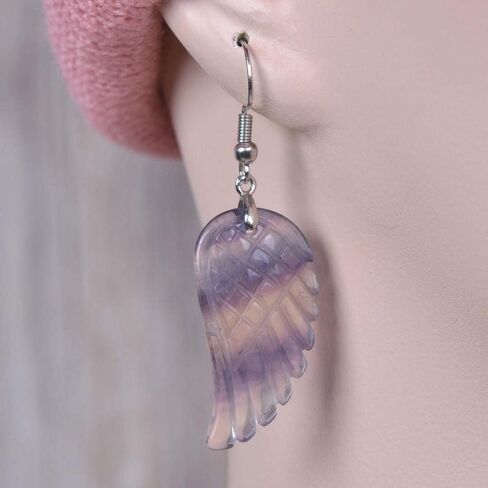 Gemstone Crystal Healing Reiki Chakra Handmade Angel Wing Dangle Earrings in Saudi Arabia