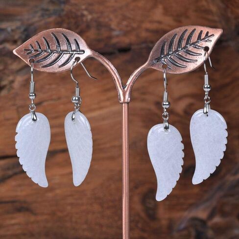 Gemstone Crystal Healing Reiki Chakra Handmade Angel Wing Dangle Earrings in Saudi Arabia