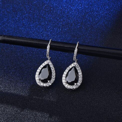 CZ Teardrop Earrings for Wedding - Sterling Silver Cubic Zirconia Crystal Rhinestone Drop Earrings Womens Bridal Jewelry for Bride Bridesmaids Mother of Bride Gift Party Prom Pageant Earring for Girls in Saudi Arabia