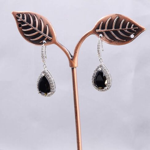 CZ Teardrop Earrings for Wedding - Sterling Silver Cubic Zirconia Crystal Rhinestone Drop Earrings Womens Bridal Jewelry for Bride Bridesmaids Mother of Bride Gift Party Prom Pageant Earring for Girls in Saudi Arabia