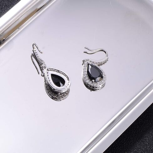 CZ Teardrop Earrings for Wedding - Sterling Silver Cubic Zirconia Crystal Rhinestone Drop Earrings Womens Bridal Jewelry for Bride Bridesmaids Mother of Bride Gift Party Prom Pageant Earring for Girls in Saudi Arabia