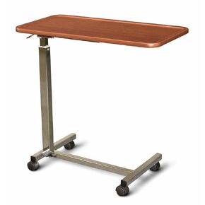 Medline at Home 150 Series Thermofoil Overbed Table, Maple - Adjustable Height, Rolling Bedside Table for Hospital and Nursing Home Use