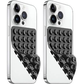 AZXYI 2 Pack Silicone Suction Cup Phone Case Mount Double Sided, Non Slip Phone Accessories for Cellphone, Hands-Free Strong Grip Silicon Phone Holder for Selfies and Videos (Black)