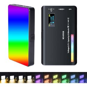 RGB Video Lights,Photography Lighting,Portable Selfie Light for Camera, Full Color 2500-9900K, CCT/RGB/Scene Dimming Mode, 140 Bright Beads with OLED Display, 360 Colors, 3100mAh Rechargeable CRI 95+