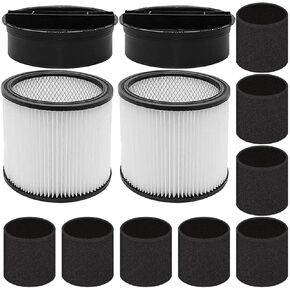 ANBOO Replacement Filter for Shop Vac Filters 90304 90350 90333 90137 9030400,Wet Dry Vac Filter with Lid Retaining Band & 10-14 Gallon Yellow Bags,90585 Foam Sleeve Filter,9010700 Dry Filter,18PCS