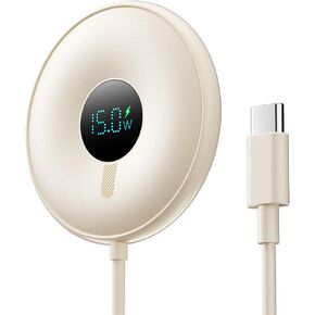 15W Magnetic Wireless Charger with LED Power Display, Magnetic Charger, for iPhone 15/14/13/12 Series, Samsung, Airpods 2/3/pro/pro 2(Adapter Not Included) (Black)
