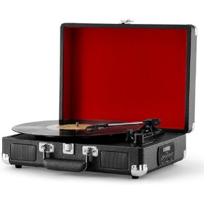 ORCC Record Player Turntable 3-Speed Bluetooth Suitcase Portable Belt-Driven Record Player with Built-in Speakers RCA Line Out AUX in Headphone Jack Dark Green