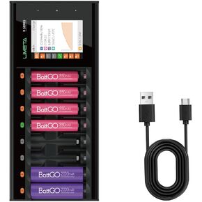 16 Bay AA AAA Battery Charger - High Speed Charger with Discharge Function and LCD Display - for Li-ion, LiHv, NiMH, NiCd, HiFe, NiZn Rechargeable Batteries and More