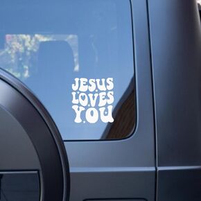 Jesus Loves You - Christian Car Vinyl Decal Bumper Sticker for Car, Wall, Window, Vehicle, Weather Resistant, Viral