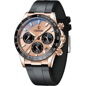 Whodoit Men's Stainless Steel Quartz Watch, Business Date Timing Analog Quartz Watch, No Digital Dial with Calendar Watch for Men
