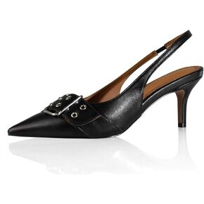 sarawill Women's Sexy Pointed Toe Slingback Stiletto Heel Fashion Grommets with Buckle High Heel Pumps Comfort Slip On Closed Toe Wedding Office Dress Slingback Shoes for Women