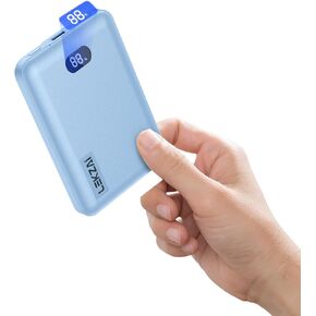 Lekzai Mini Portable Charger, 5000mAh Power Bank with 5V 2.4A USB-C Output, Ultra-Compact Battery Pack with LED Display for iPhone, Samsung, Android Phones and More(Black)