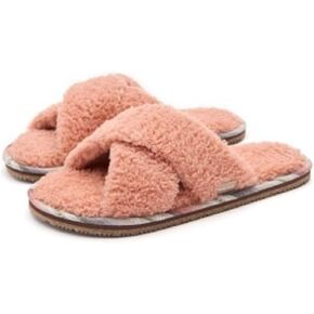 Feelgoodz Women’s Sherpa Cross-Strap Indoor/Outdoor Slippers