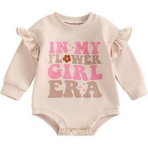 YOKJZJD Newborn Baby Girl In My Flower Girl Era Ruffle Bubble Romper Sweatshirt Long Sleeve Bodysuit T-Shirt Fall Clothes
